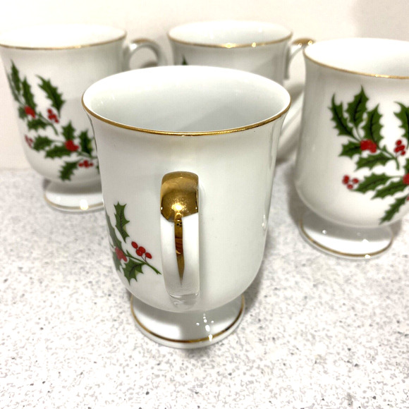 Vintage Christmas Holiday Mugs Set (4) All The Trimmings Festive Holiday Japan - Picture 9 of 12